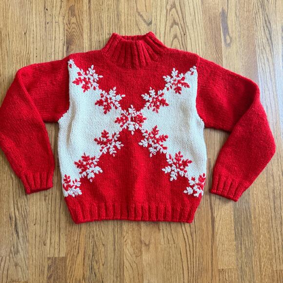 VTG Express Tricot Womens Small Christmas Sweater Wool Snowflake Holiday Chunky - Picture 2 of 16